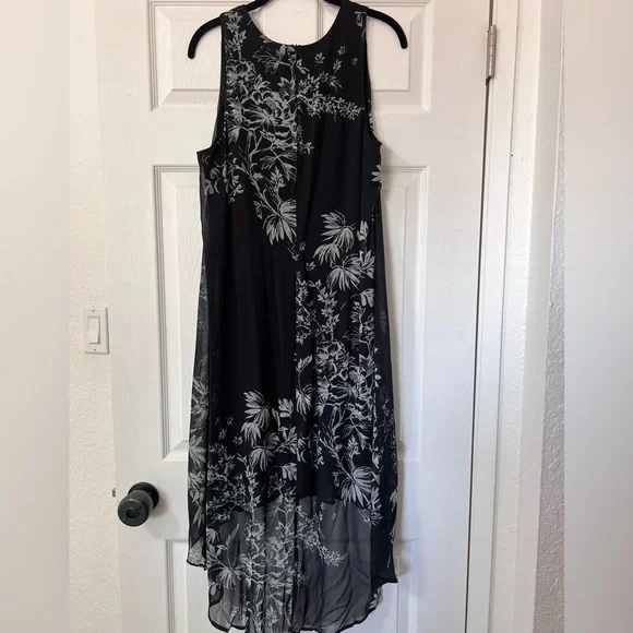 Karen Kane Hi Lo Chiffon Sleeveless V-Neck Black Dress - Picture 10 of 13